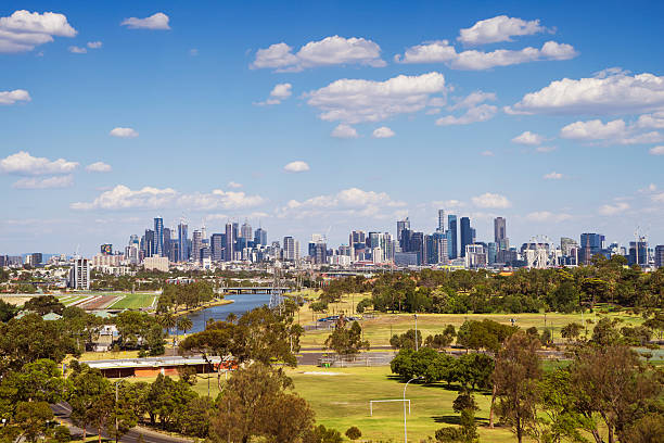 Photograph of Melbourne CBD skyline across parkland